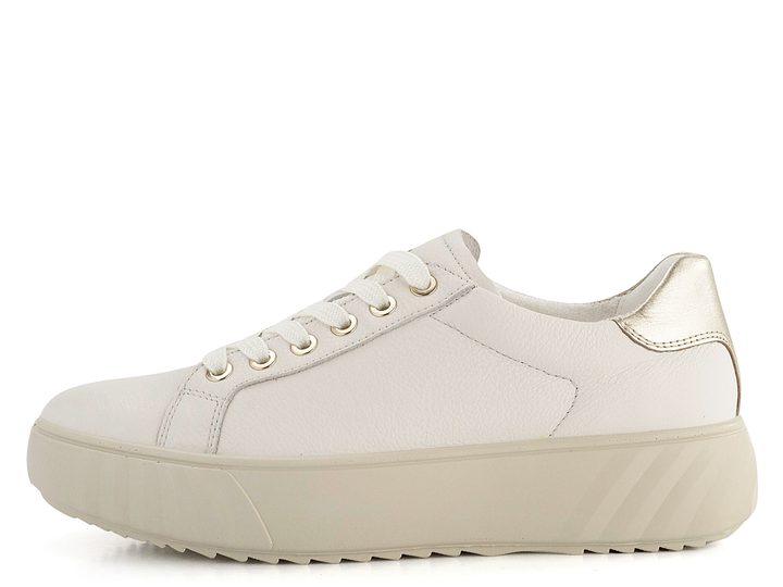 Ara širšie poltopánky na platforme Monaco Cream/Platin 12-46523-17