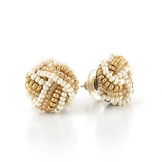 Náušnice rokajl puzeta béžové