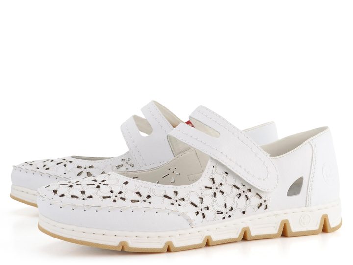 Rieker bílé sportovnější baleríny s páskem 49977-80