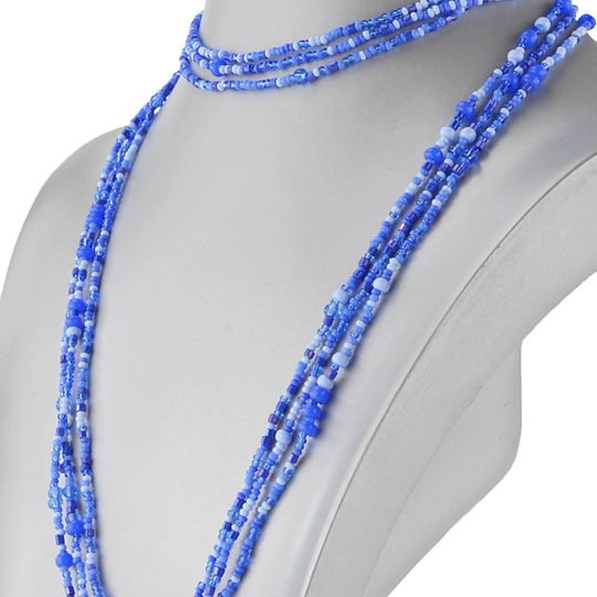 Náhrdelník rokajl modrý dlouhý s uzlem