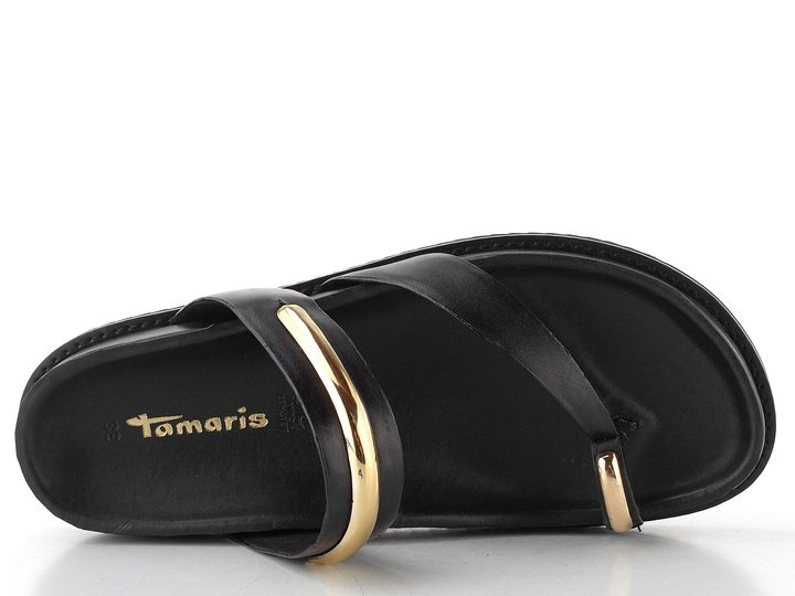 Tamaris kožené pantofle/žabky black 1-27415-46