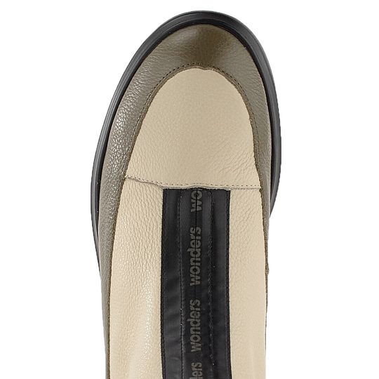Wonders kotník na platformě s předním zipem Wild Olive/Cream A-2802