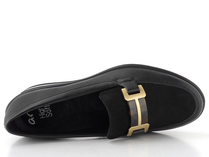 Ara širší polobotky na klínu Zürich Black 12-50609-01