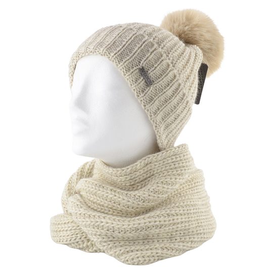 Voxx pletená čepice s merino vlnou a bambulí Minor krémová 121075