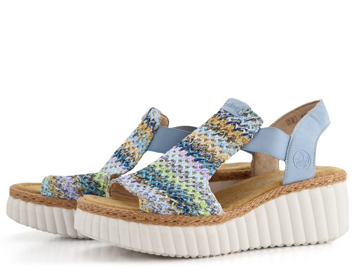 Rieker sandále na kline modré 69172-91