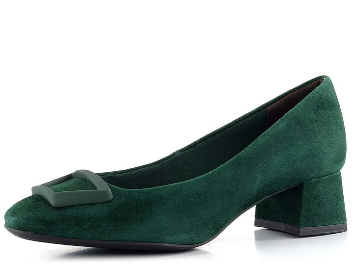 Tamaris zelené semišové lodičky se širokým podpatkem 1-22302-41
