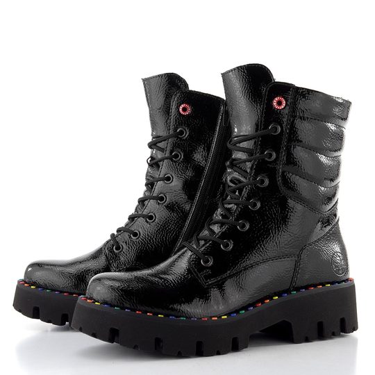 Rieker lakovaný šněrovací kotník černý Y3330-00