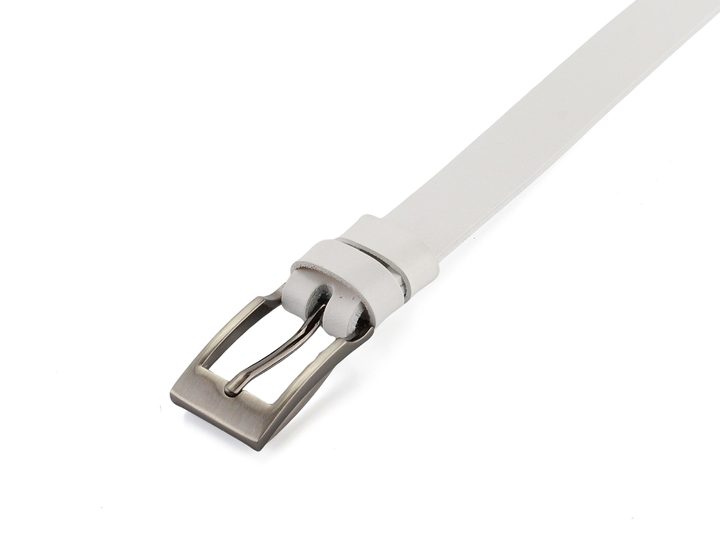 Dámský kožený opasek bílý s leštěnou sponou 183-00