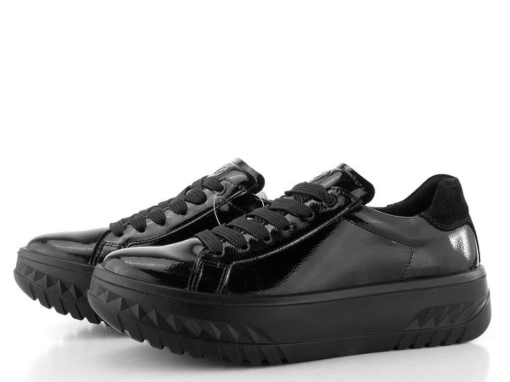 Ara širší lakované polobotky na platformě Monaco Black 12-46707-01