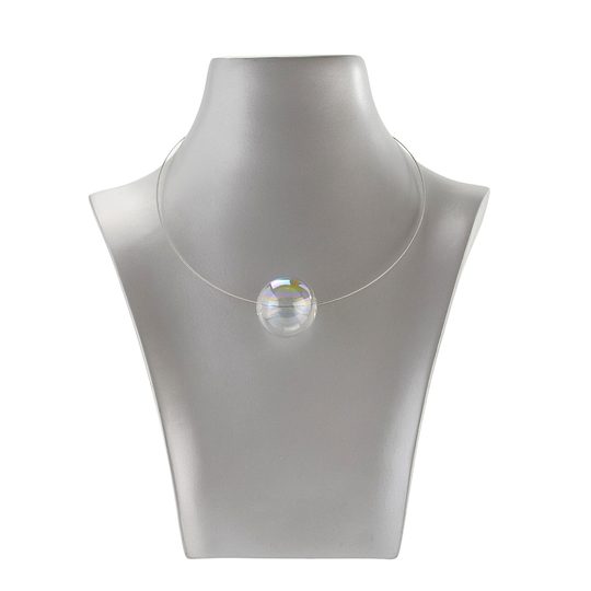 Náhrdelník/struna s jednou bublinou čirá+duhový pokov