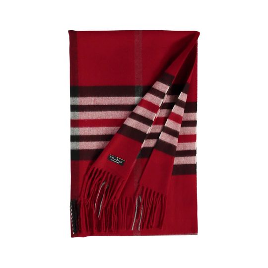 Fraas široký kašminkový šál s károvaným vzorem true red 625030-361