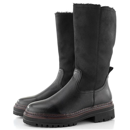 Tamaris hladké polokozačky černé 1-26638-39