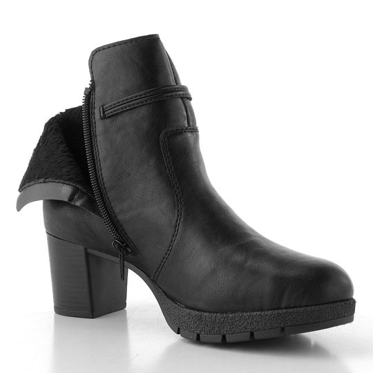 Rieker elegantní kotník na podpatku černý 77667-00