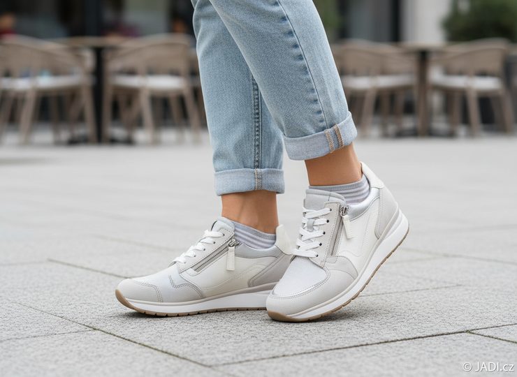 Gabor široké tenisky se zipem bianco/white/silber 86.307.60