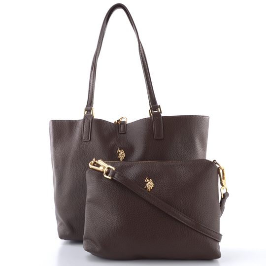 U.S. POLO ASSN. střední oboustranná shopper kabelka s etují hnědá BIURR9377WVPHB7
