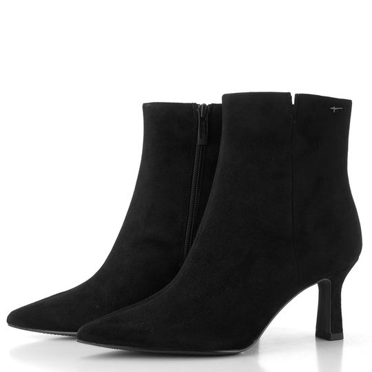 Tamaris elegantní kožený kotník na podpatku black 1-25358-45
