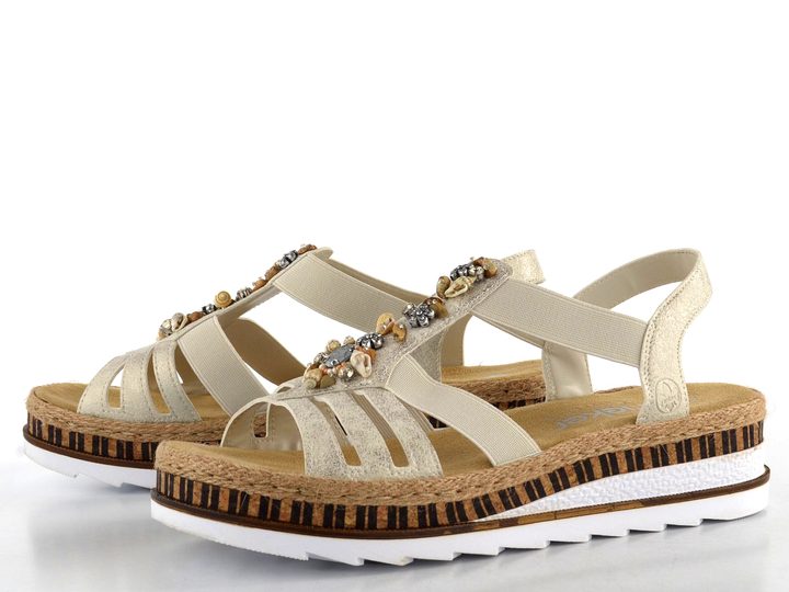 Rieker sandále na kline béžové V7949-90