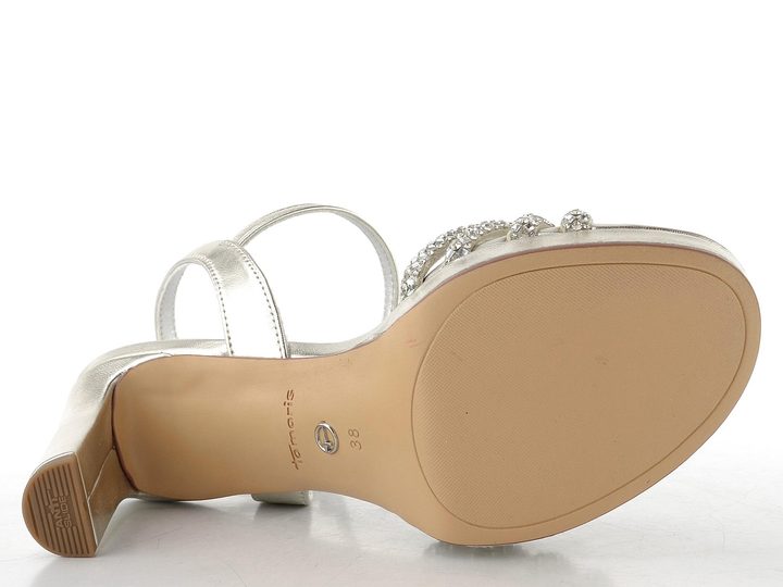 Tamaris metalické sandály na podpatku Platinum 1-28390-46