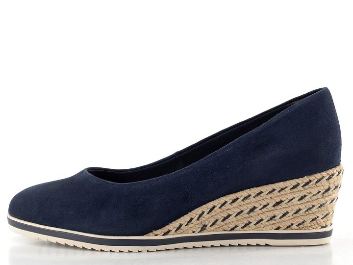 Tamaris kožené lodičky na klínu navy 1-22303-42
