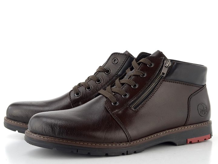 Rieker šněrovací kotník se zipem tmavě hnědý 10502-25