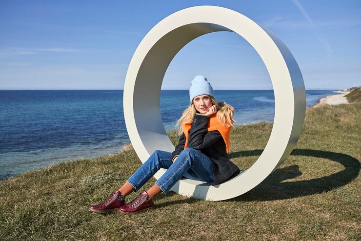 Rieker šněrovací kotník s membránou vino/orange-multi N1305-35