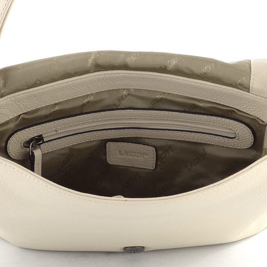 Dámská kožená crossbody kabelka s klopou Offwhite LG 046