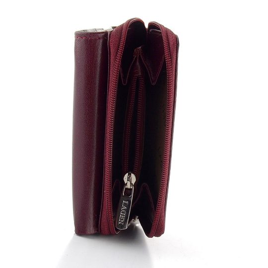 Kožená peněženka se zipovou kapsou vínová 50453