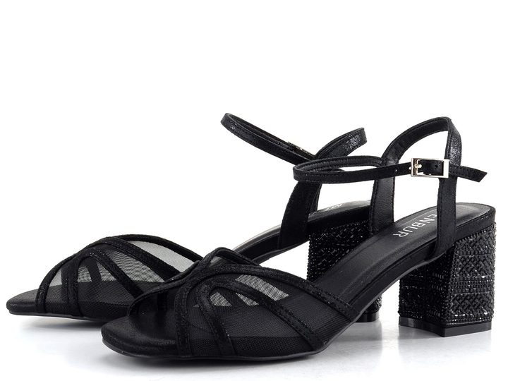 Menbur společenské sandály se zdobeným podpatkem Negro 25796