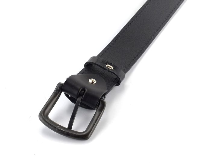 Černý kožený opasek se štepem 38 mm Jeans 09/1