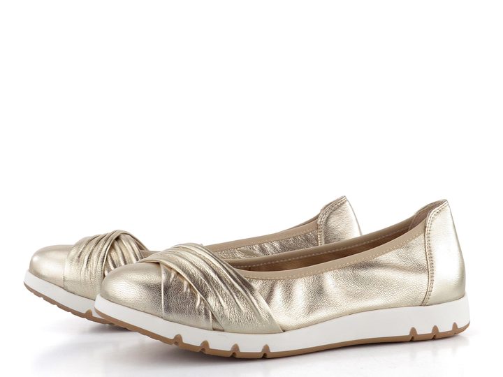 Caprice širší metalické baleríny Platin 9-22118-44