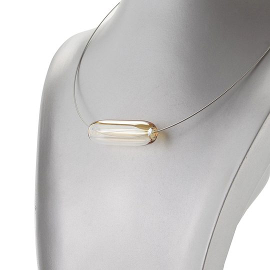 Náhrdelník/struna se skleněným válečkem medový+pokov