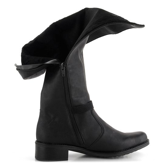 Rieker hladké čierne čižmy Z7383-00