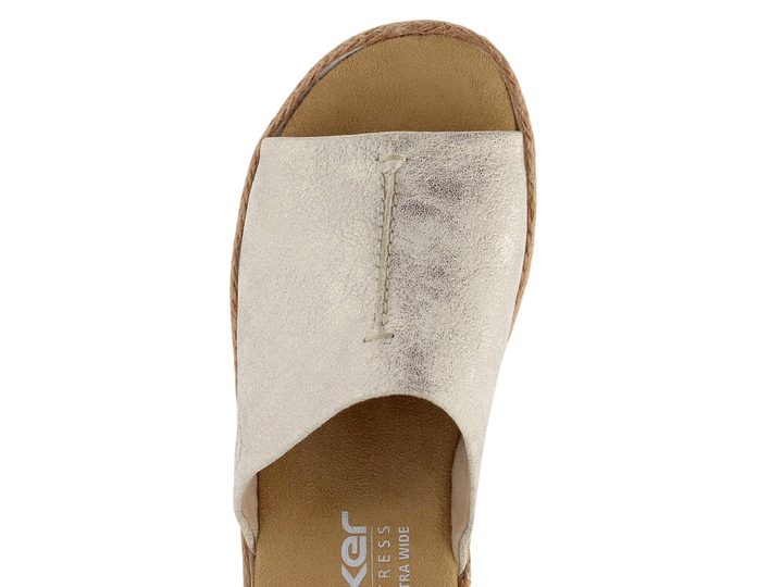 Rieker pantofle na klínku metalické 69288-60