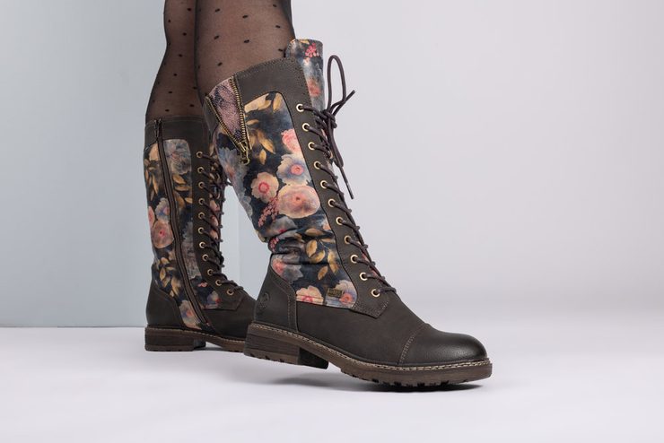 Rieker šnurovacie čižmy s membránou mud/ozean-multi/schwarz-antik 94731-91