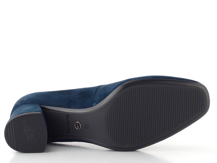 Tamaris lodičky se širokým podpatkem navy suede 1-22437-47