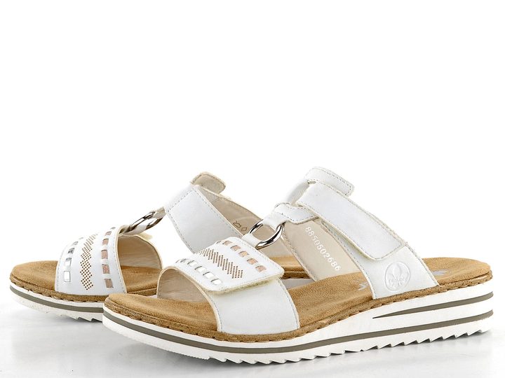 Rieker biele šľapky s upínacími pásikmi V0636-80