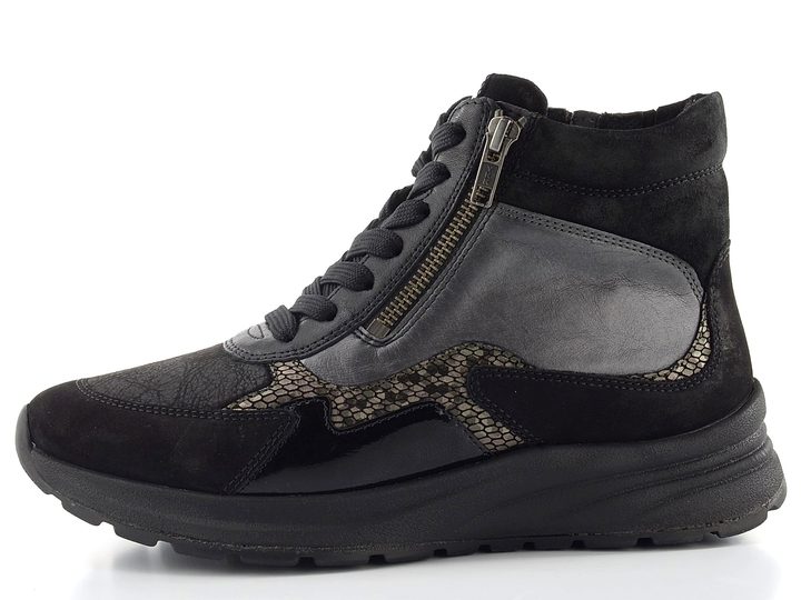 Gabor široký šněrovací kotník se zipem black/dark-grey 8004.01.001