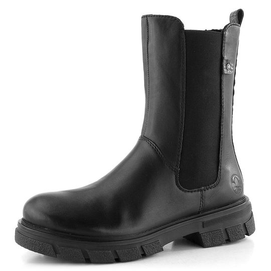 Rieker vysoká chelsea členková obuv na hrubej podošve čierna Z9180-01