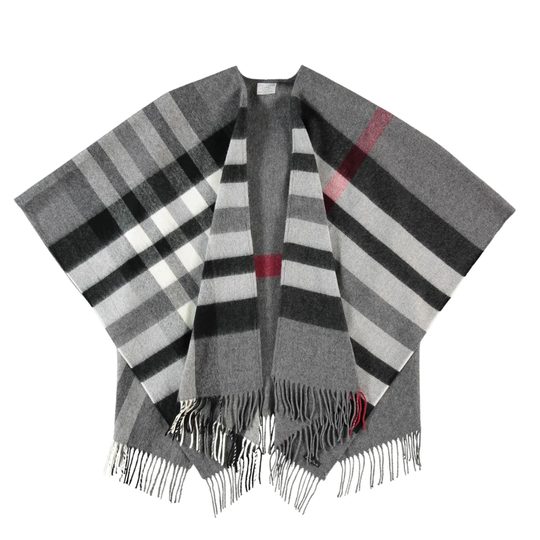 Fraas pončo s károvaným vzorem šedé 631190-960