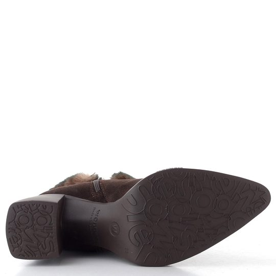 Wonders kotník na podpatku s kožešinkou marron L-1605