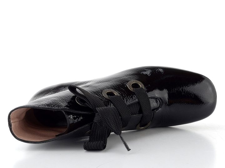 Hispanitas lakovaný šněrovací kotník na podpatku Varsovia black HI265052