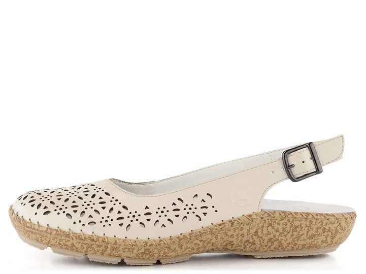 Rieker světlé prořezávané baleríny s volnou patou 44861-60