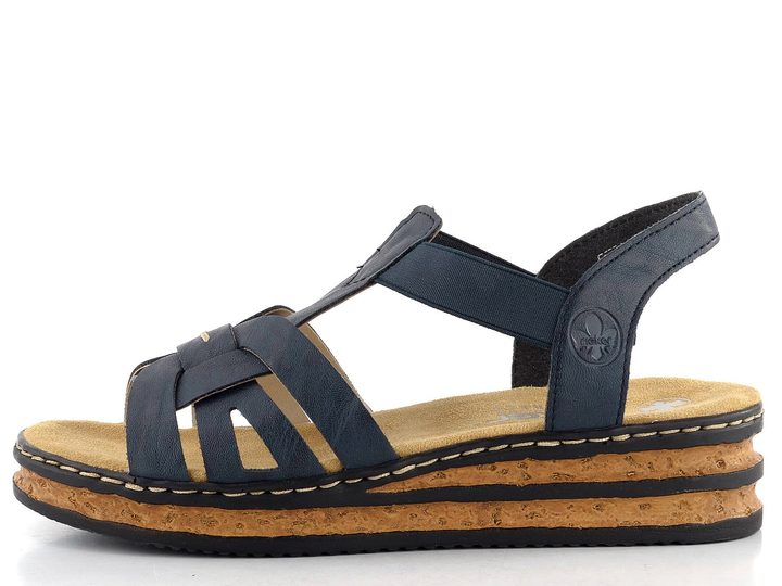 Rieker modré sandále na kline 62918-14