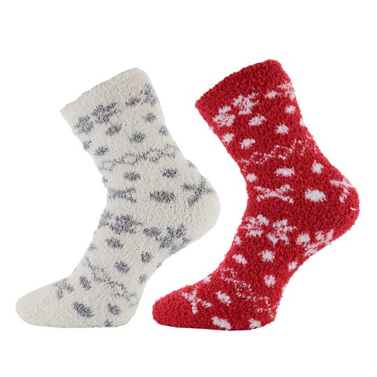 Ponožky žinylkové vyplétané červené+bílé 2 páry 37595