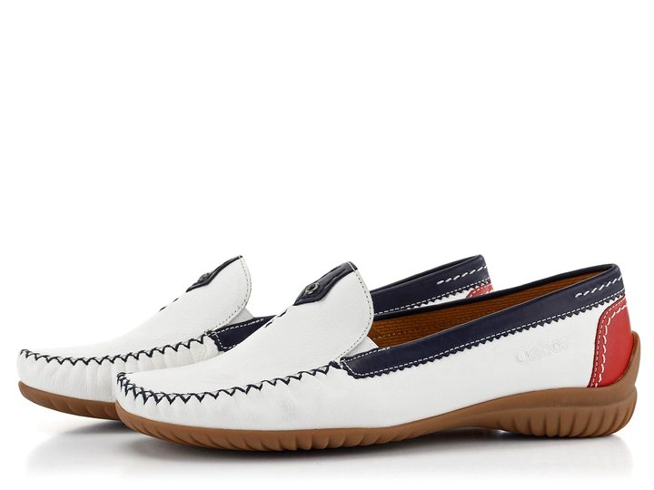 Gabor bílé mokasíny s barevným lemem 66.090.69