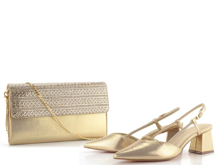 Menbur společenské lodičky s volnou patou Oro/Gold 25672