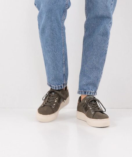 Tamaris tenisky na platforme olive nubuc 1-23724-42