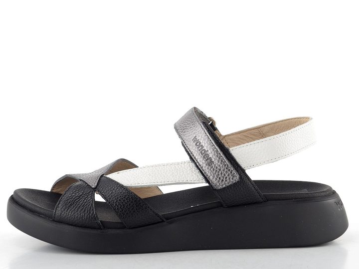 Wonders sandály na suchý zip negro/plomo/off C-6552