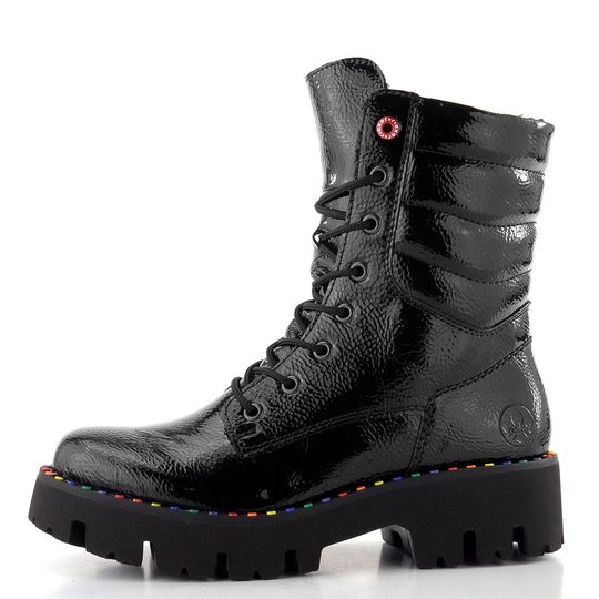 Rieker lakovaný šněrovací kotník černý Y3330-00