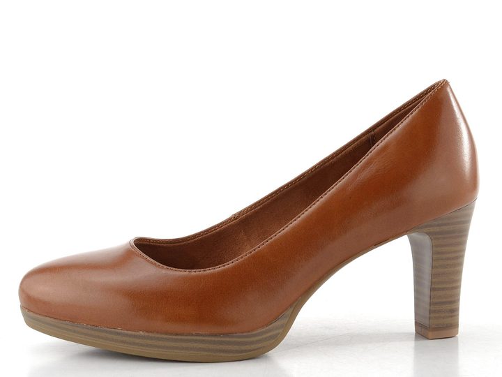 Tamaris kožené hladké lodičky Cognac 1-22410-41